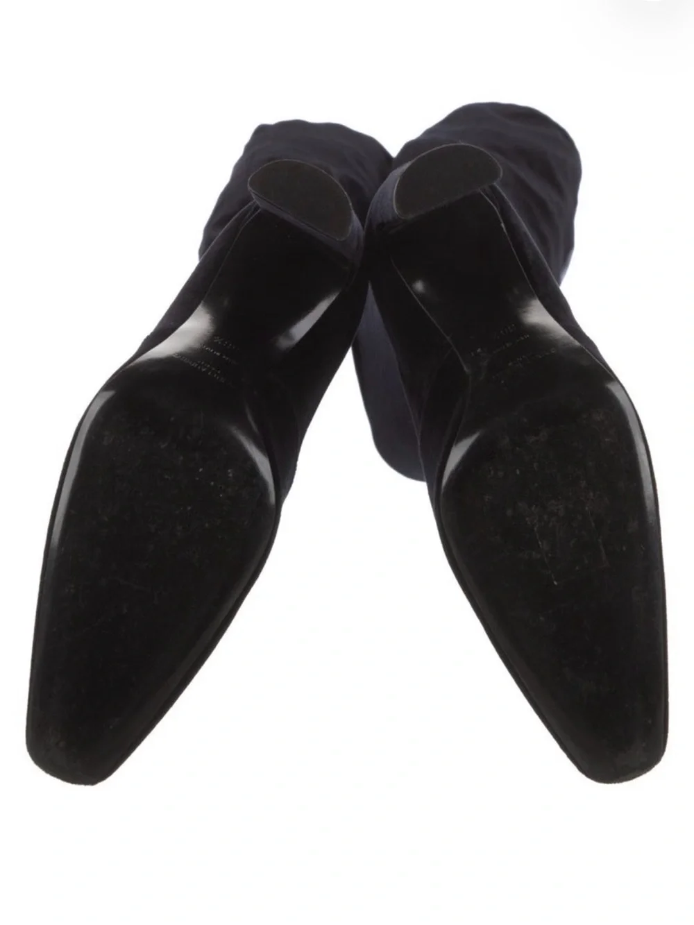 Saint Laurent Black Velvet Over-the-Knee Block Heel Boots